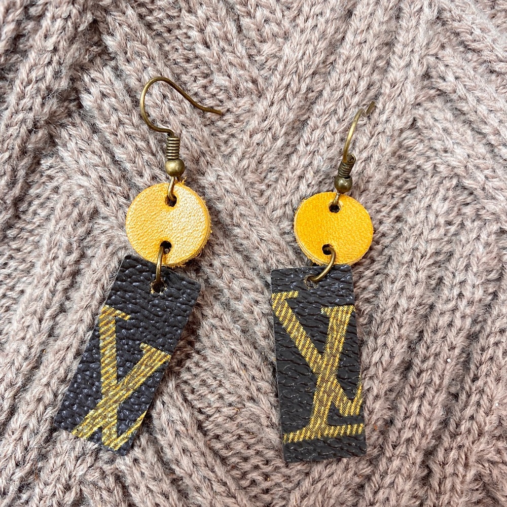 monogram earrings, luxury earrings, dangle earrings for women, upscale earrings